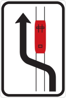 Dopravn znaka: IP 23b Objdn tramvaje (jzda podl tramvaje vlevo)