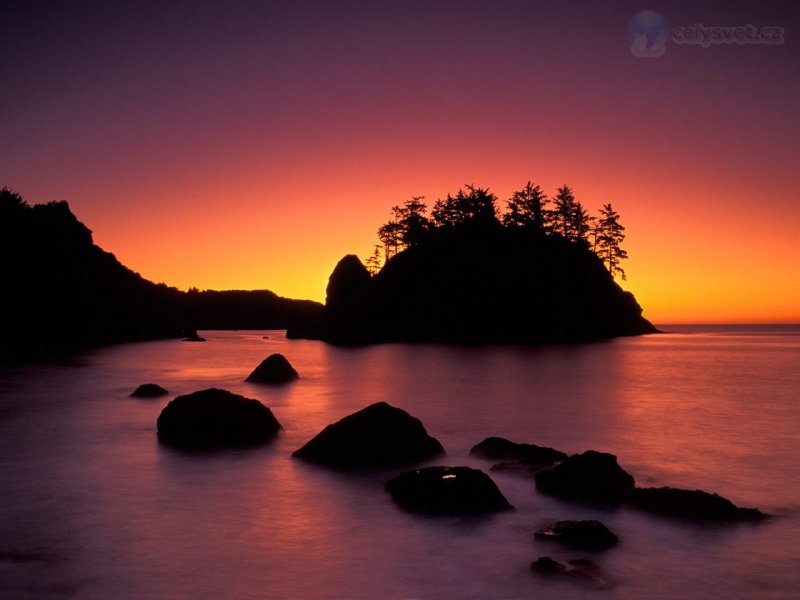 Foto: Seastacks Silhouetted At Sunset, Trinidad, California